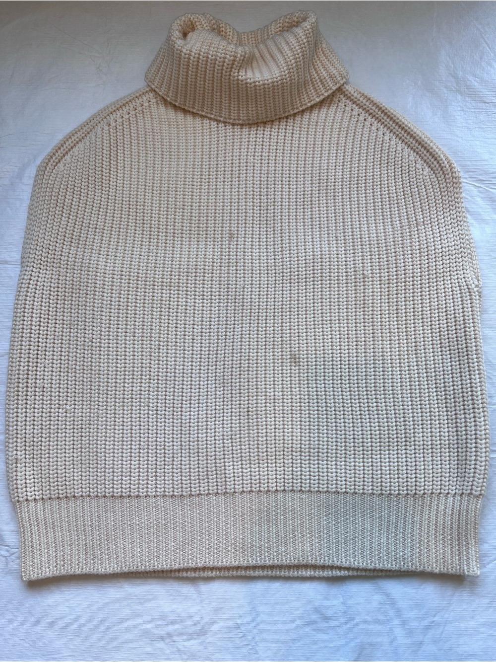Pearl by Lela Rose Ivory Turtleneck 100% Wool Knit Boxy Sleeveless Sweater